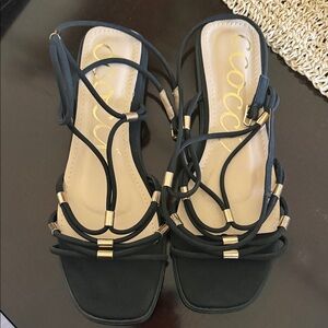 CCOCCI Black and Gold Strappy Sandals